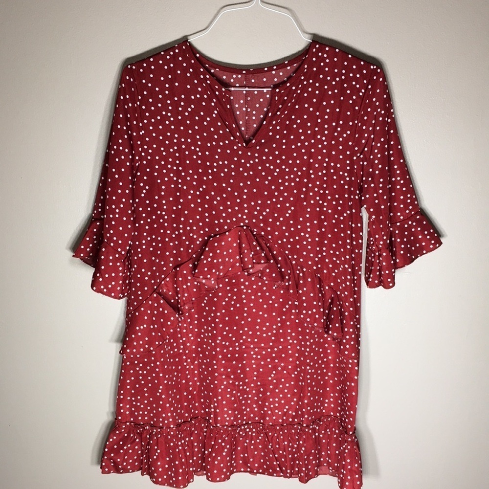 Red polkadot white Cocktail Dress Floral Sleeveless Dresses beach women dress​​​ - Picture 7 of 11